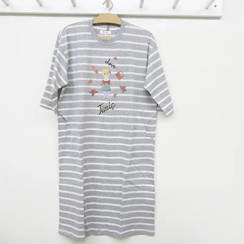 TUNIC　60カタブクロ・ボーダー6分袖TN/Aグレー杢